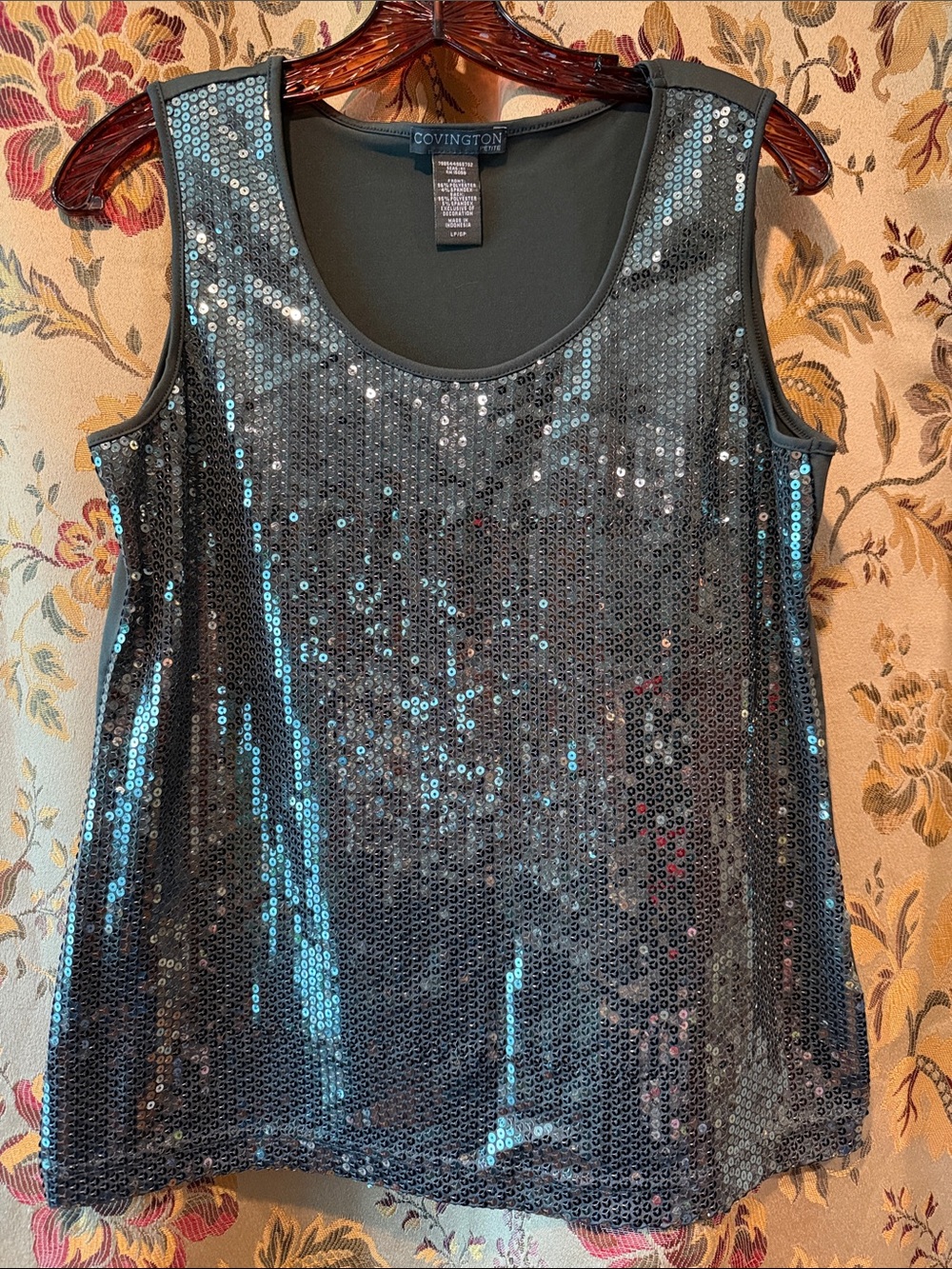 Covington Grey Sequin Party Tank Top